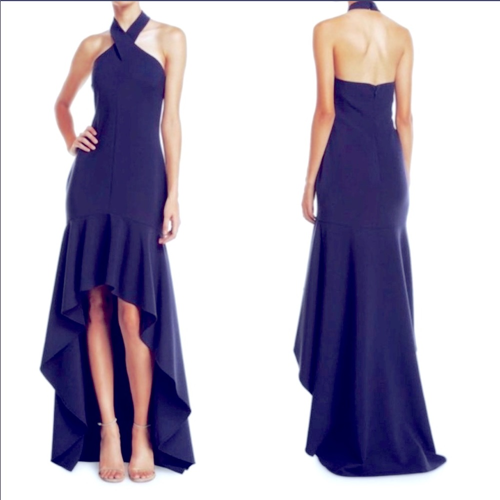 Likely high-low gown in navy, NWOT!